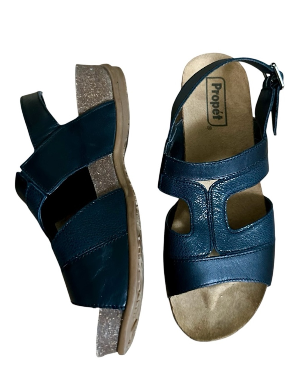 Propet Black Leather Comfort Strap Sandals - Picture 2 of 5